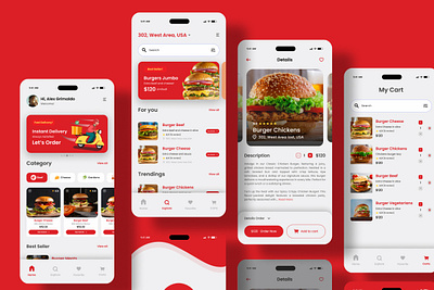 Bur Kings - E-Commerce Mobile App app application burger business commerce delivering design fast graphic design hamburger interface internet lunch ordering product restaurant service shopping ui ux