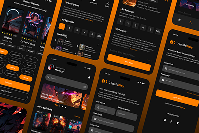 TenshiPlay - Anime Streaming Mobile App app application characters cinema design distribution dream entertainment illustration innovation interface japan library lifestyles multimedia streaming ui ux youth