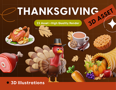 3D Thanksgiving Icon Set korean