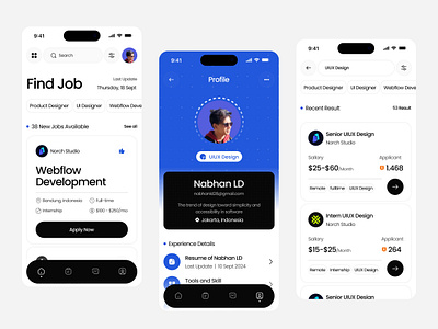 Mobile app - Find Job app app design application application design find job fulltime intern job jobfinder jobs mobile mobile app mobile app design mobile design ui uiux web app web app design