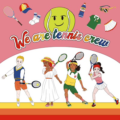 We are tennis crew Illustration activity artwork character crew drawing fashion graphic design illustration korean sports team tennis