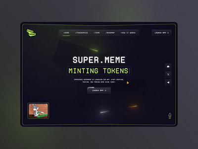 Super.Meme — Website for Marketplace of Memecoins branding clean coins economy finance fintech fun innovative invest investment marketplace meme mining platform startup token trading uiux webdesign website