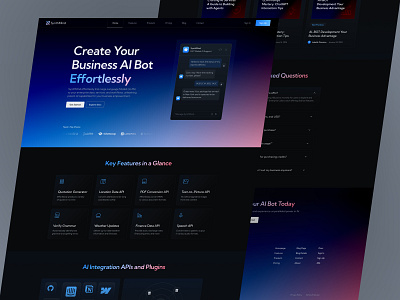 SynthMind - AI Web3 Bot Business & Technology Startup - Homepage ai ai chatbot business chatbot dark dark theme figma gradient hero header landing page startup tech technology template ui ux web app web design web3 website