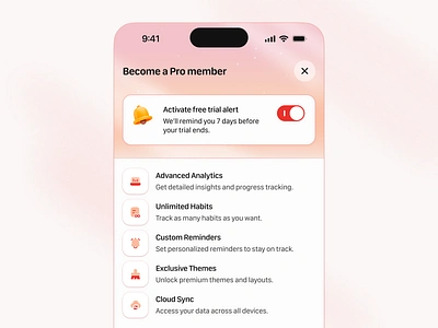 🎯 Habit Tracker Mobile App / Subscription Page app app design clean features gradient habit habit tracker ios member mobile app plan pro pro feature product design subscribe subscription subscription page uidesign uiux uxdesign