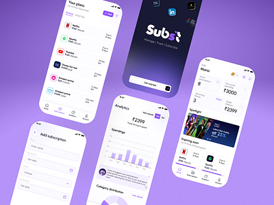 Subs't - Manage, Track , Subscribe ! app design manage subscribe track ui