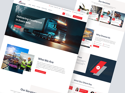 Transport & logistics landing page UI cargo clean delivery export hero hero section import landing page logistics modern parcel shipment shipping transport transport logistics website website design