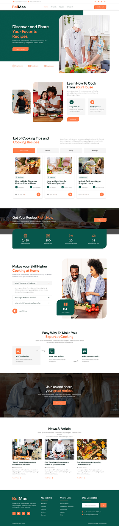 Landing Page | BelMas | Sharing your recipes ecommerce landingpage recipe ui website