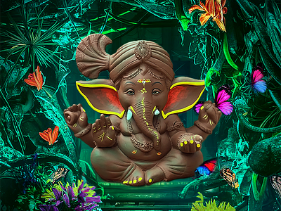 Ganpati illustration and Photoshop design graphic design illus illustration illustrator photoshop vector