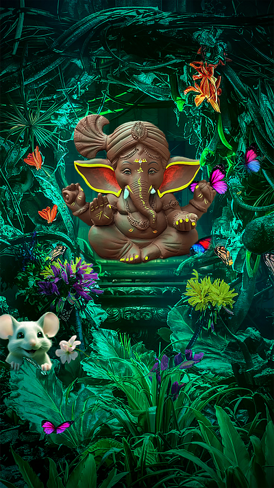 Ganpati illustration and Photoshop design graphic design illus illustration illustrator photoshop vector