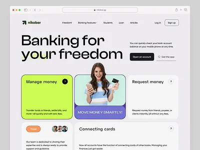 Nikobar Banking | Website Design banking credit card design finance header landning page management minimal money online banking ui ux