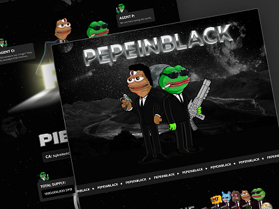 PEPEINBLACK & MEME COIN base blockchain cryptocurrency defen degen elon inu landing page mem meme meme coin meme coin landing page meme coin website meme token news latter design pepe shiba stonk trend ui