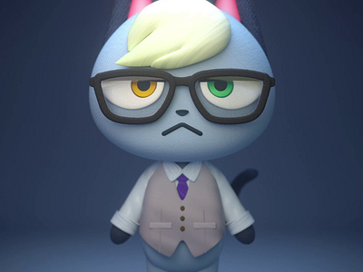 3D Modeling I Raymond of Animal Crossing🐱 3d 3dart 3dcharacter 3dmodeling animal animation branding cat character cute fanart graphic design illustration motion raymond suit villager