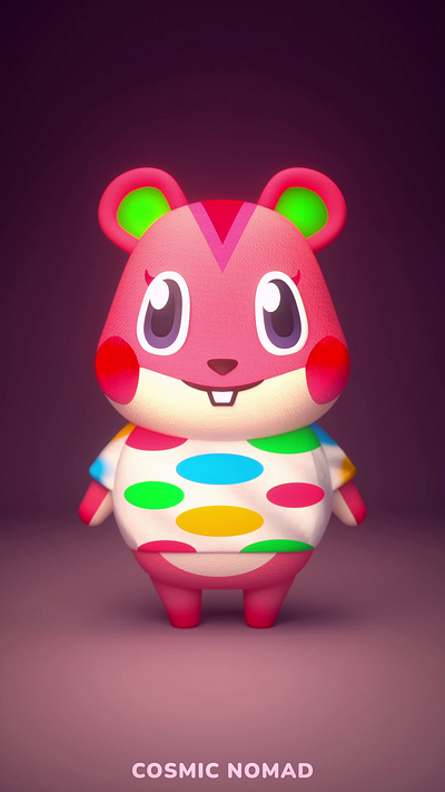 3D Modeling I Apple of Animal Crossing🍎 3d 3dart 3dcharacter 3dmodeling ac acnh animal animalcrossing animation apple character design fanart hamster illustration motion