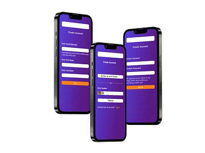 Mobile App Sign Up with Google, Email, or Phone Number gradient background kenya mobile sign up phone number sign in with google sign up sign up with email ui