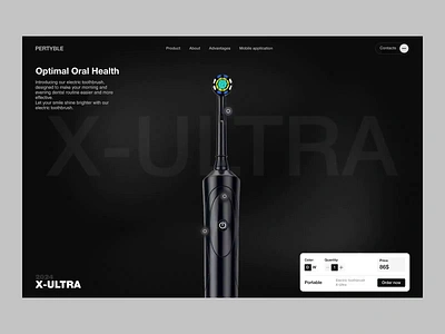 Website for X-Ultra electric toothbrush animation brush landing page product design technology toothbrush web design