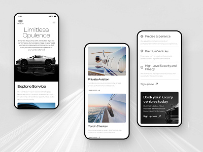 DriveLine Landing Page - Responsive Mobile airplane car clean contrast landingpage luxury marketing minimalist mobile modern premium profile rental responsive ui ux vehicle web design website yatch