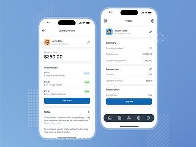 FreeFlow – Client Details and Personal Account Info app design finances fintech ios mobile app mobile design mockup personal petproject product design ui ui design ux ux design uxui web design