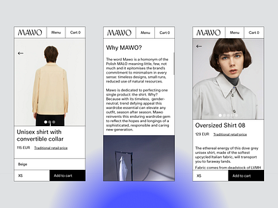 MAWO — Mobile add to cart clothes design desktop fashion navbar paragraph product product design rwd shirt shop size ui ux web website why
