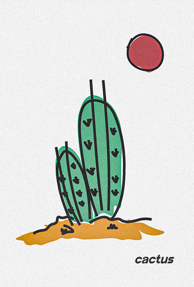 cactus illustration illustrator line drawing pastel photoshop