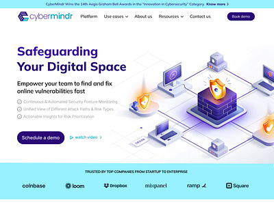 Cybermindr website revamp - cybersecurity branding design illustration ui ux