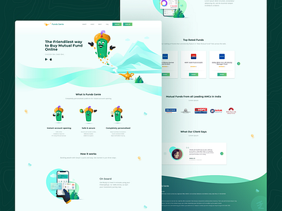 Funds Genie – Web Landing Screen funds genie geojit landing page marketing money mutual fund ui ux