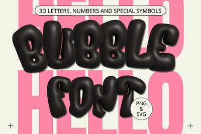 3D Black Bubble Letters 3d black bold bubble design font graphic design letters render symbols