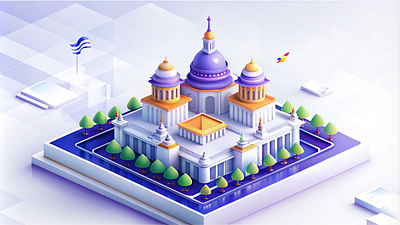 Namma Bengaluru heritage walk Isometric 3d graphic design illustration isometric