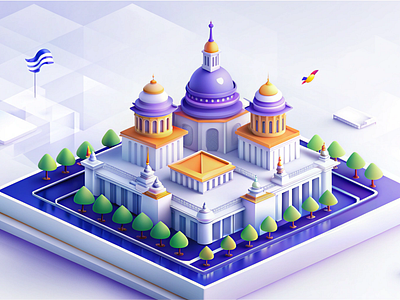 Namma Bengaluru heritage walk Isometric 3d graphic design illustration isometric