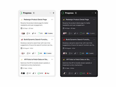 Kanban Board Cards card component components dashboard design insipiration design kanban board kanban cards minimalist design task cards ui ui components ui design ux