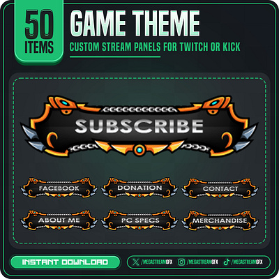 Gaming Stream Panels | 50x Twitch Panels set twitch panel set