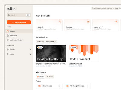 Dashboard for a Course Authoring Tool backend design design system frontend product design product development product discovery ui