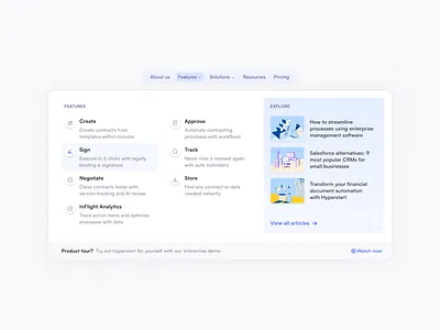 HyperStart - Header navigation cta dropdown header menu header nav header navigation hero icon landing page navbar navigation ui uiux ux web design