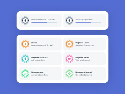 Challenges, Achievements, and Badges - EdTech Design Component accomplishment award contest emblems gamification goal leaderboard levels logos milestone missions progress progress tracking quests reward system rewards