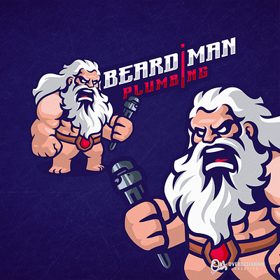 beard man plumbing logo beard man plumbing branding design graphic design identity illustration logo mark tshirt vector