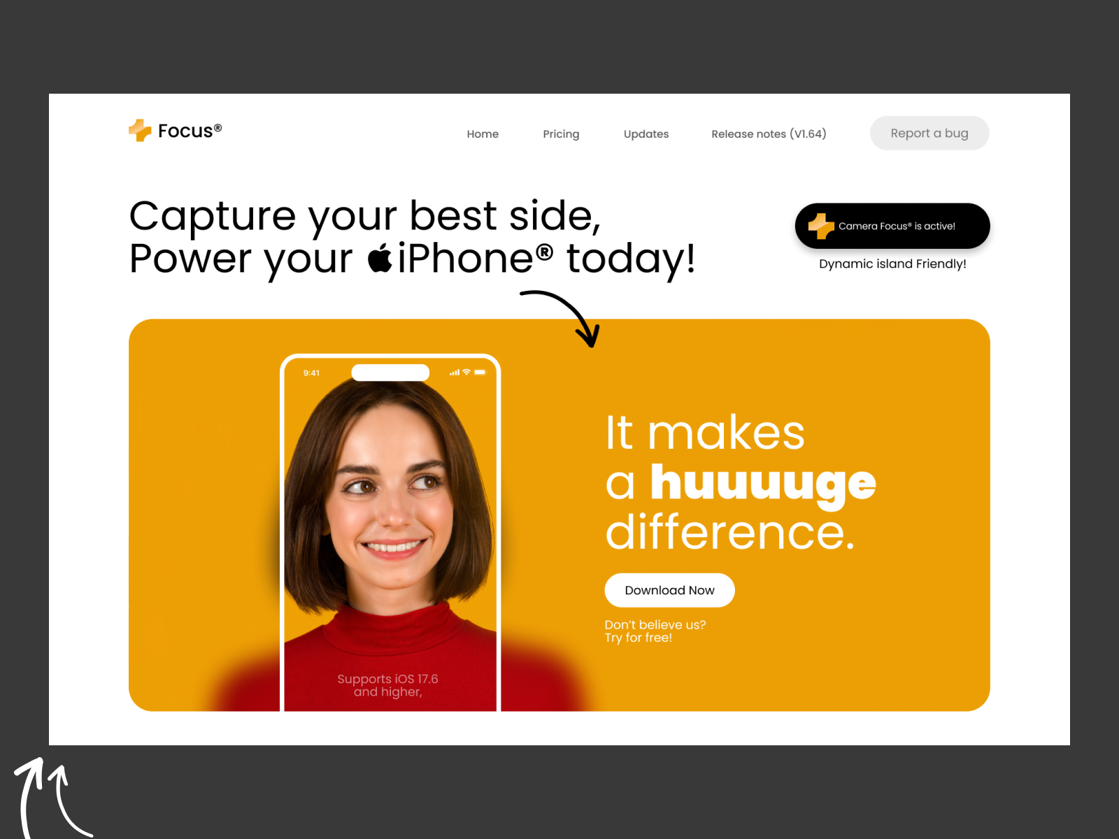 Example of 1x Landing Page Design