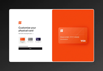 Debit / Credit card wizard builder 🧙🏽‍♂️ advanced ai ai design animation app builder card creator credit card finances form gallery motion design payment process saas startup stepper wizard