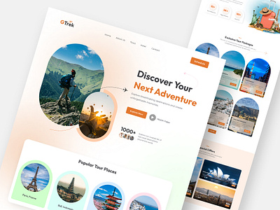 GTrek - Travel Website advertisement branding creative creative design design figma design graphic design landing page travel industry travel website ui user experience ux design web page