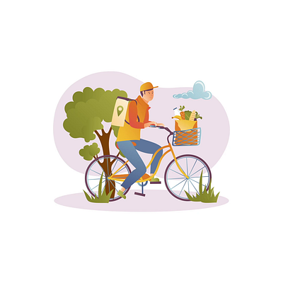 Food delivery 2D Animation 2d animation bicycle bike courier delivery delivery man eco friendly flat food food app food delivery grocery illustration man mobile order motion online shopping outdoor rider