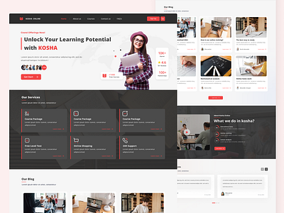 Kosha - Education website design graphic design typography ui ux عط