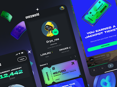 Everyworld app black crypto hand ui