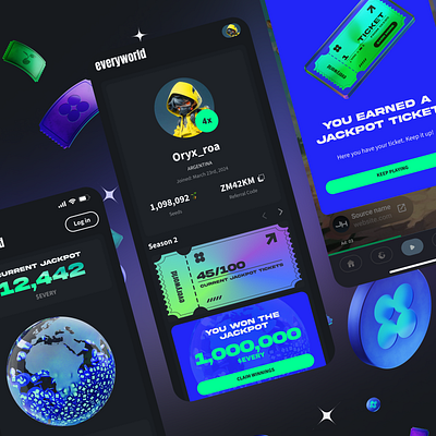 Everyworld app black crypto hand ui