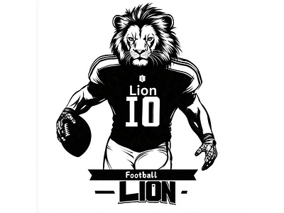 lion football player black and white branding design football graphic design illustration lion logo mascot shirts graphic vector