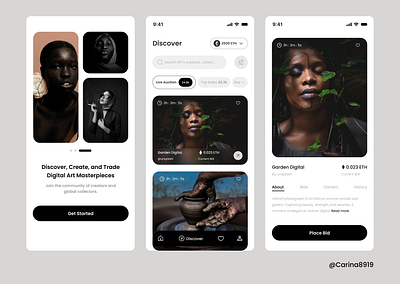 An app to discover, trade and create Art branding figma ui