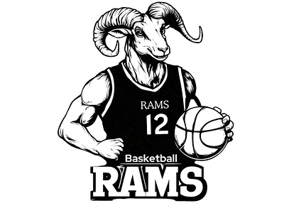 Rams Basketball basketball branding design graphic design illustration logo mascot rams shirts graphic typography vector