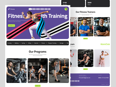 Fitness Landing page Design clean ui fitness fitness club fitness web design gym health landing page modern ui shakil training trendy ui ui design web design website workout yoga