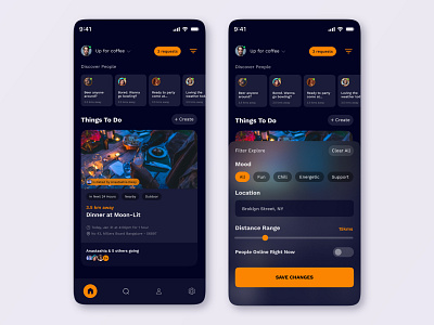 Social Media App app app design app ui app ux dark dark mode dark theme design graphic design media minimal modern social social media social media app ui ui design ux ux design web design