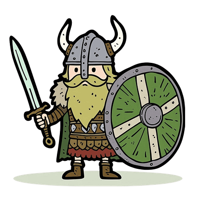 Cartoon Viking Drawing with Sword, Shield and Norse Helmet. cartoon norse cartoon viking old norse viking drawing viking sword