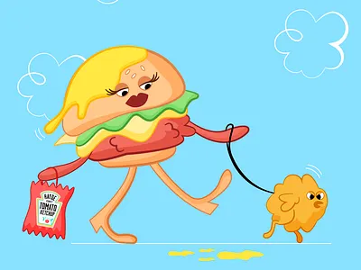 walk animation burguer illustration vector vector illustration