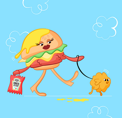 walk animation burguer illustration vector vector illustration