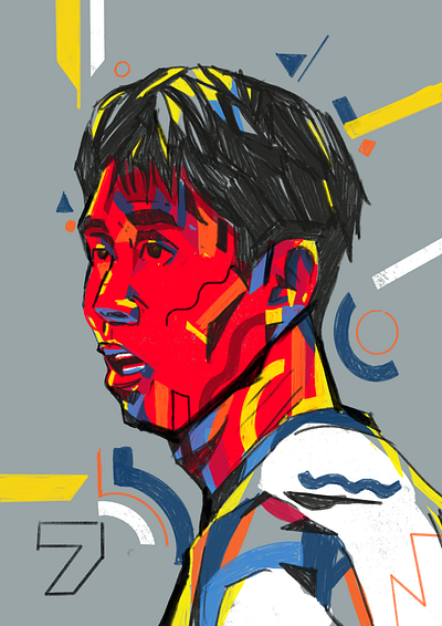 Sonny - Son Heung-min character football football illustrated football portrait illustrated football illustration illustrator people portrait portrait illustration procreate soccer soccer illustrated son heung min sonny tottenham hotspurs